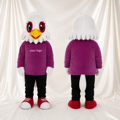 Aigle athlète blanc et violet Costume de mascotte intégral pour adultes Événements sportifs