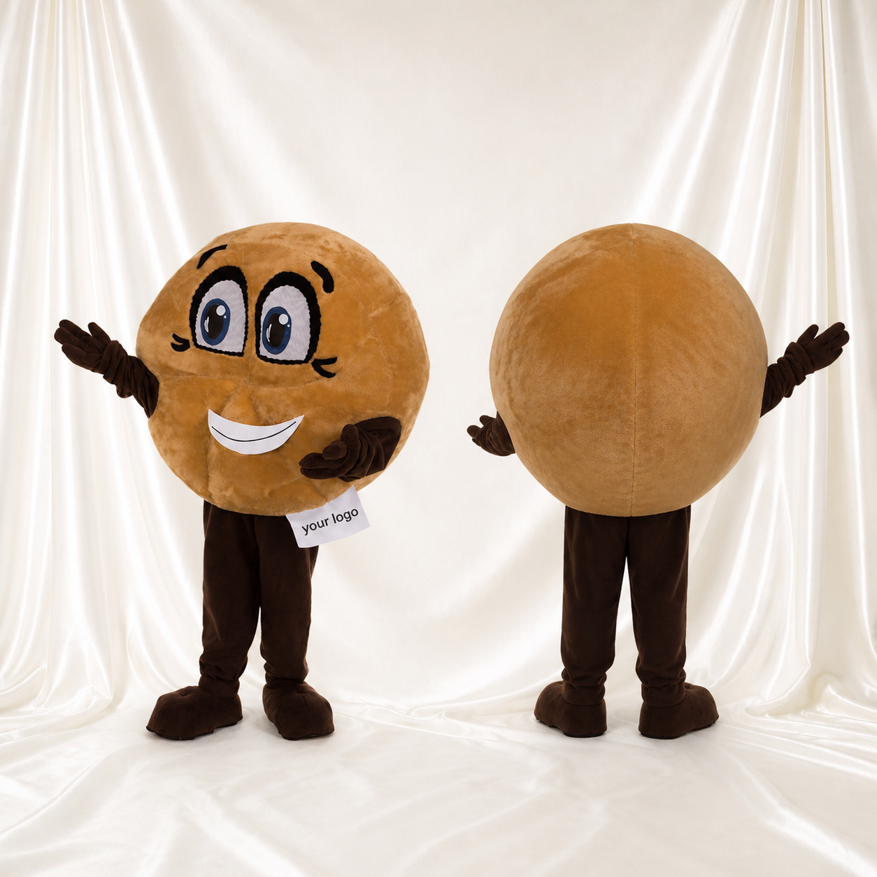 Pomme de Terre Ronde Haute Visibilité Costume de mascotte intégral pour adultes Événements gastronomiques Pomme de Terre Ronde Haute Visibilité Costume de mascotte intégral pour adultes Événements gastronomiques