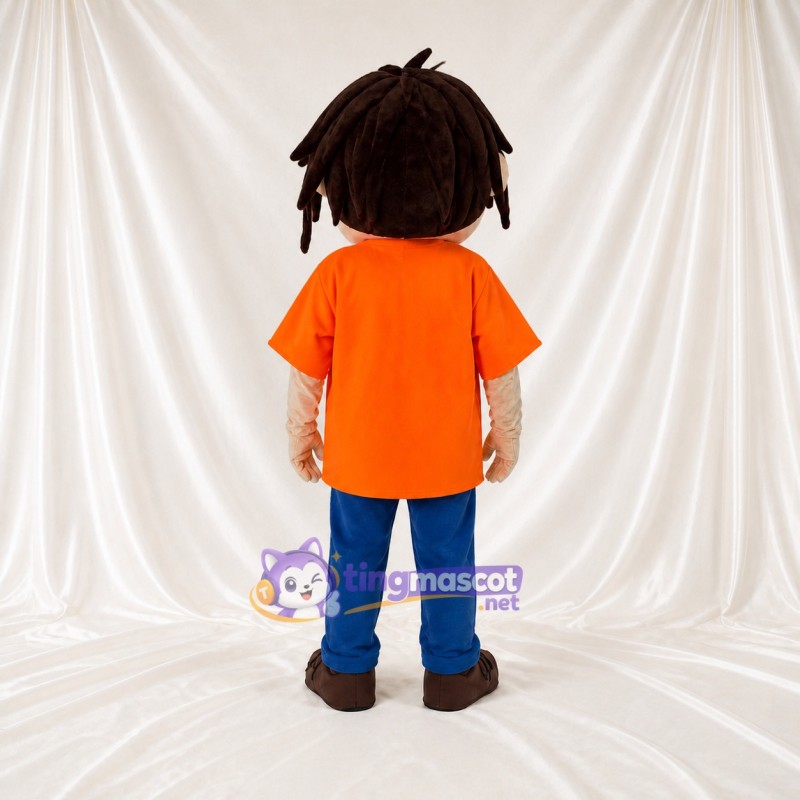 Orange Cartoon Boy Mascot Costume Full Body for Adults School Events
