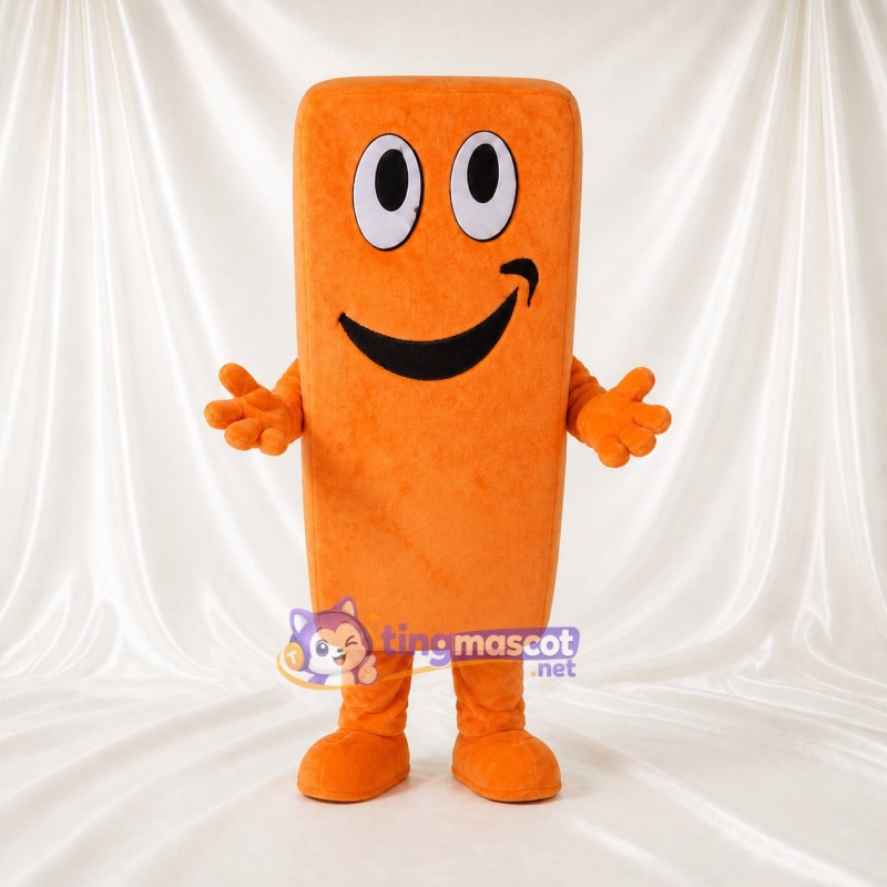 Orange Rectangular Block Mascot Costume Full Body for Adults Promotions