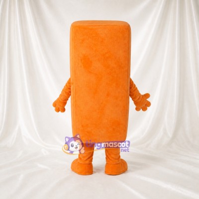 Orange Rectangular Block Mascot Costume Full Body for Adults Promotions