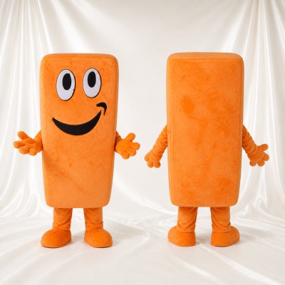 Orange Rectangular Block Mascot Costume Full Body for Adults Promotions