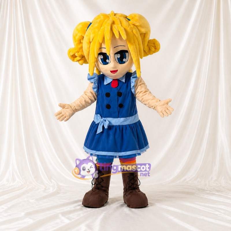 Yellow Schoolgirl Mascot Costume Full Body for Adults School Events