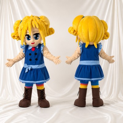 Yellow Schoolgirl Mascot Costume Full Body for Adults School Events