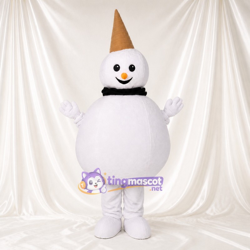 White High Visibility Ice Cream Cone Mascot Costume Full Body for Adults Food