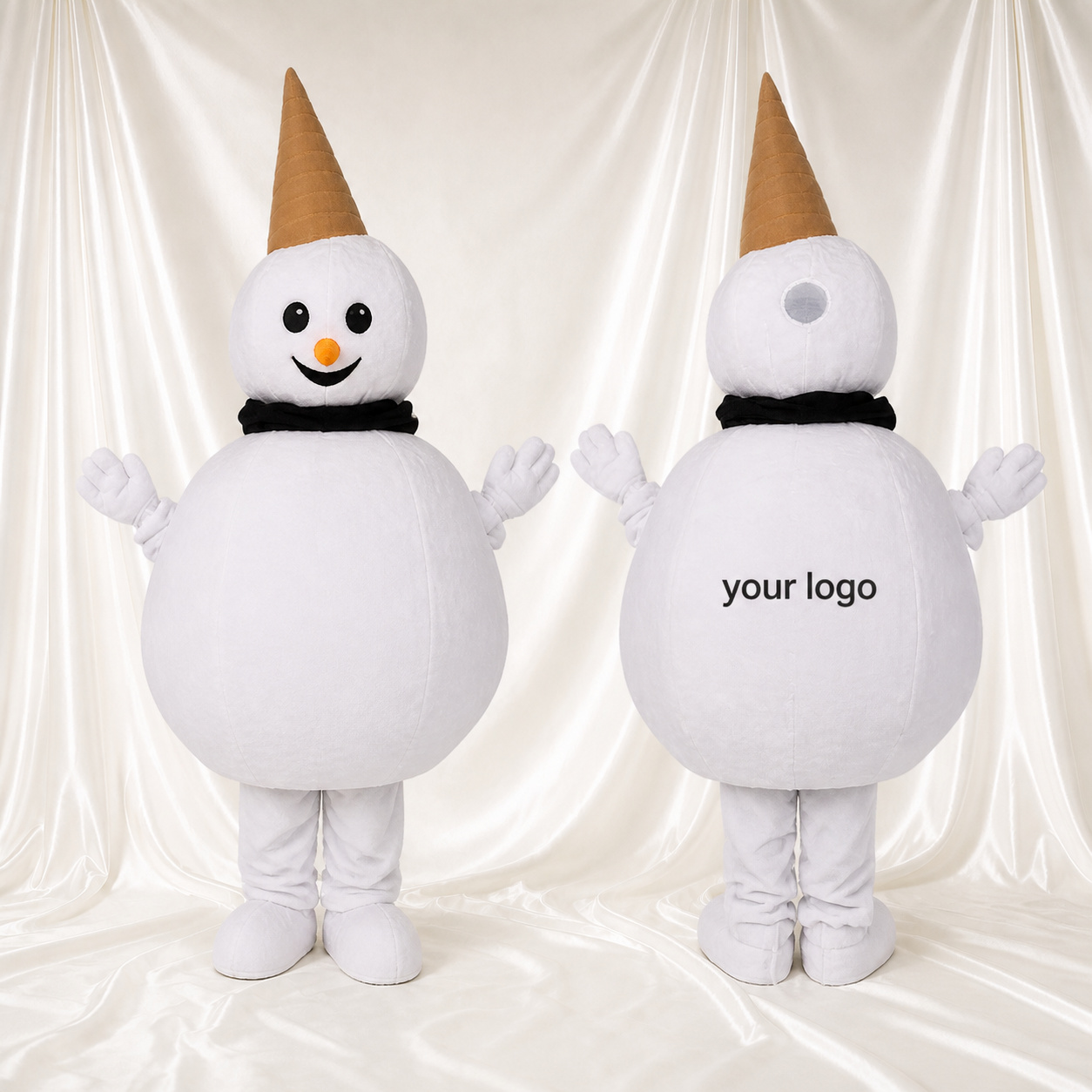 Cornet de Glace Blanche Haute Visibilité Costume de mascotte intégral pour adultes Nourriture
