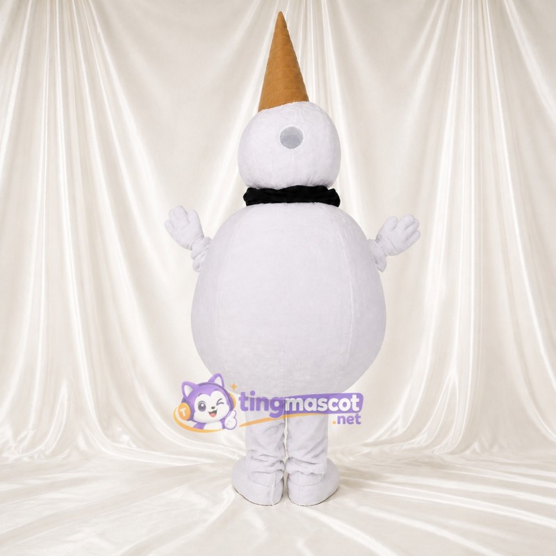 White High Visibility Ice Cream Cone Mascot Costume Full Body for Adults Food