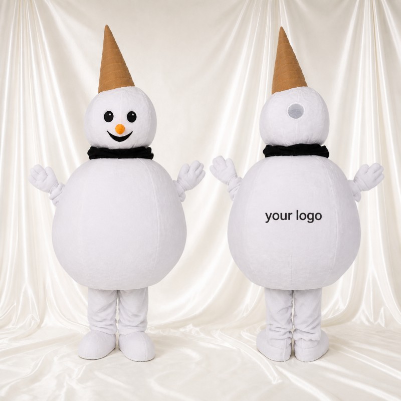 White High Visibility Ice Cream Cone Mascot Costume Full Body for Adults Food