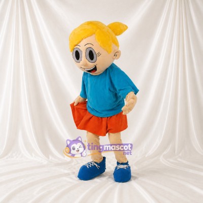 Blue Cartoon Girl Mascot Costume Full Body for Adults School Events