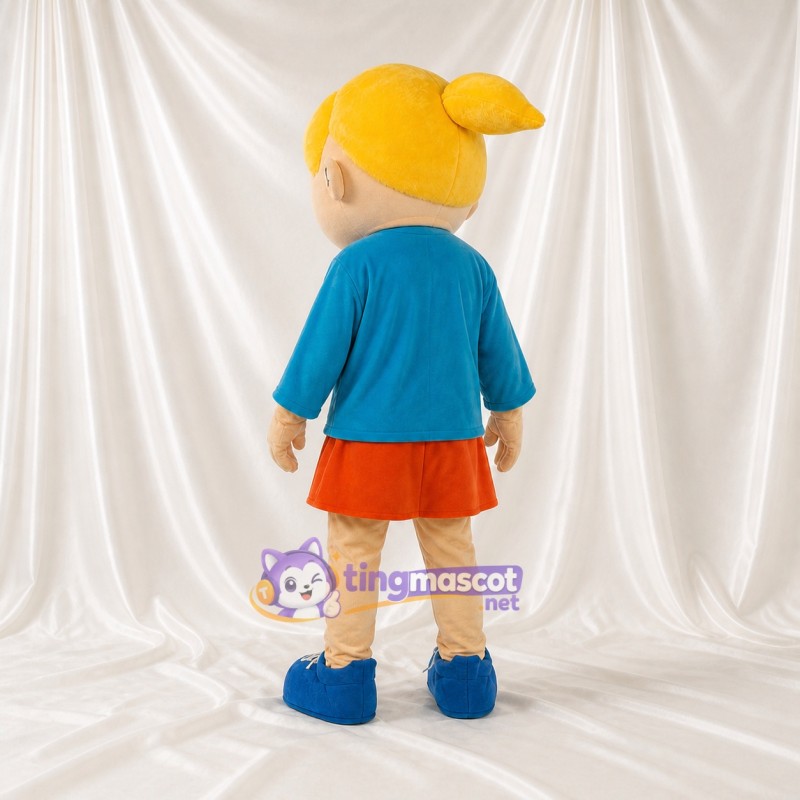 Blue Cartoon Girl Mascot Costume Full Body for Adults School Events