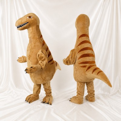 Beiges Dinosaurier Maskottchenkostüm Ganzkörper für Erwachsene Schulveranstaltungen