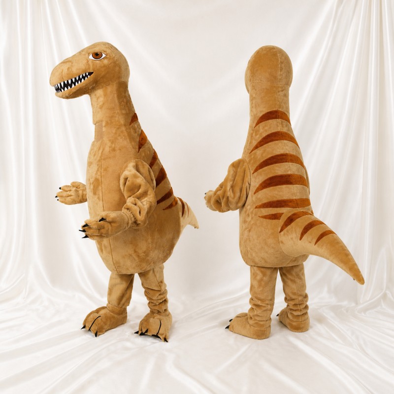Beiges Dinosaurier Maskottchenkostüm Ganzkörper für Erwachsene Schulveranstaltungen