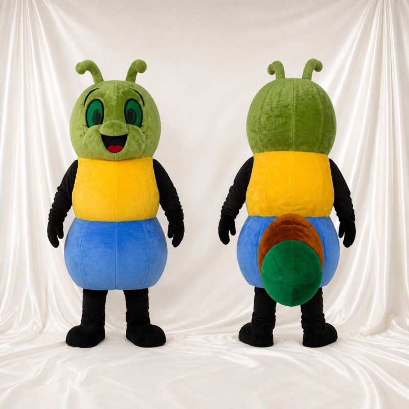 Chenille Verte Costume de mascotte intégral pour adultes Événements scolaires