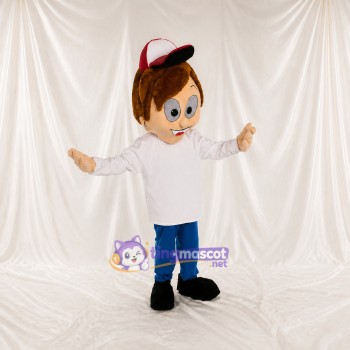 Garçon Livreur Blanc Costume de mascotte intégral pour adultes Événements scolaires