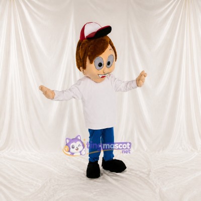 White Delivery Boy Mascot Costume Full Body for Adults School Events