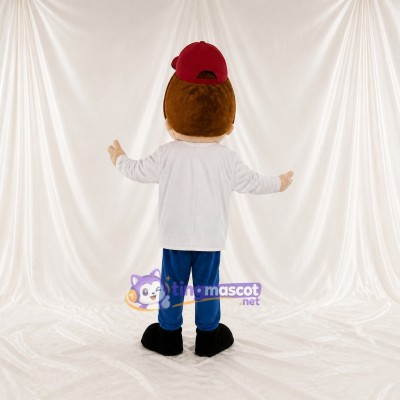 White Delivery Boy Mascot Costume Full Body for Adults School Events