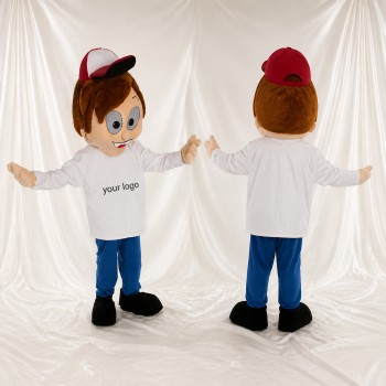 Garçon Livreur Blanc Costume de mascotte intégral pour adultes Événements scolaires