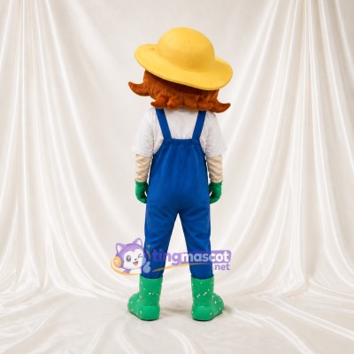 Blue Farmer Woman Mascot Costume Full Body for Adults Promotions