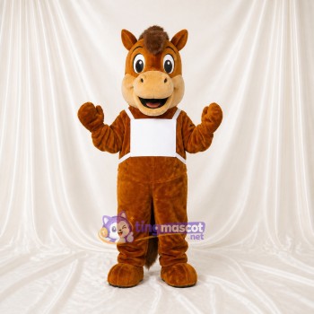 Brown Construction Horse Mascot Costume Full Body for Adults School Events