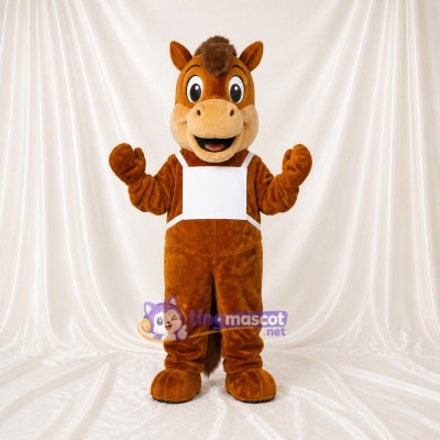 Brown Construction Horse Mascot Costume Full Body for Adults School Events
