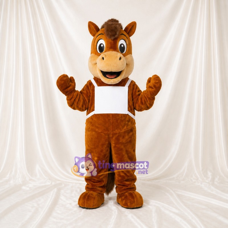 Brown Construction Horse Mascot Costume Full Body for Adults School Events