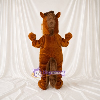 Brown Construction Horse Mascot Costume Full Body for Adults School Events