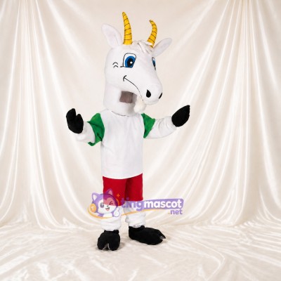 White Goat Mascot Costume Full Body for Adults School Events
