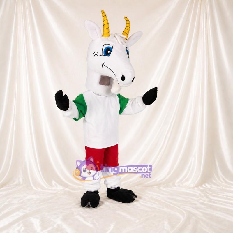 White Goat Mascot Costume Full Body for Adults School Events