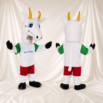 White Goat Mascot Costume Full Body for Adults School Events