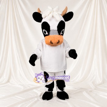 Black Construction Cow Mascot Costume Full Body for Adults School Events
