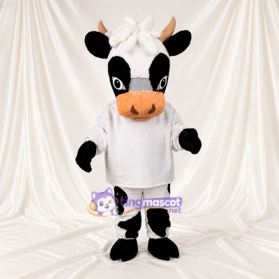 Black Construction Cow Mascot Costume Full Body for Adults School Events