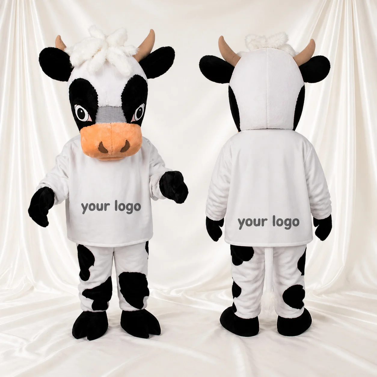 Black And White Cow Mascot Costume for Schools | Tingmascot