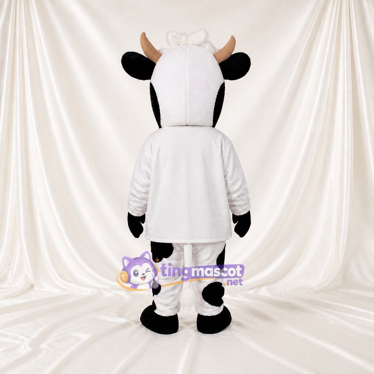 Black Construction Cow Mascot Costume Full Body for Adults School Events Black Construction Cow Mascot Costume Full Body for Adults School Events