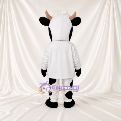 Black Construction Cow Mascot Costume Full Body for Adults School Events