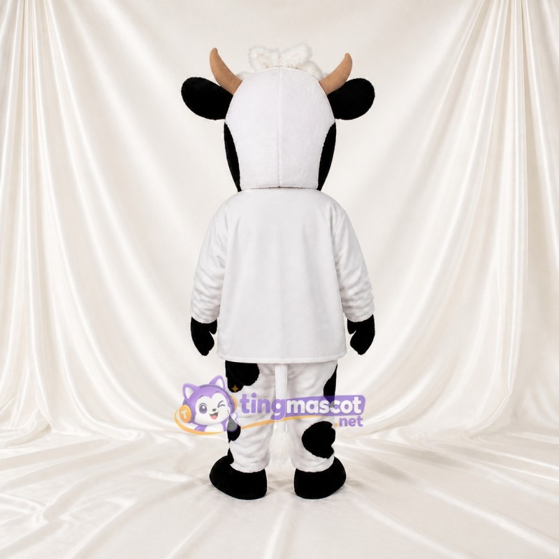 Black Construction Cow Mascot Costume Full Body for Adults School Events