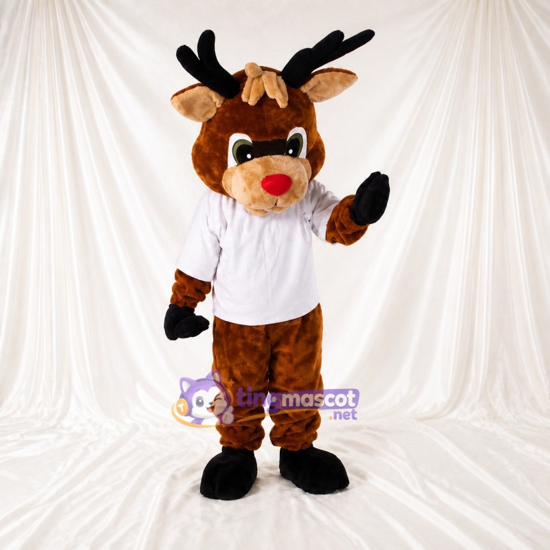 Construction Reindeer Mascot Costume Full Body for Adults School Events