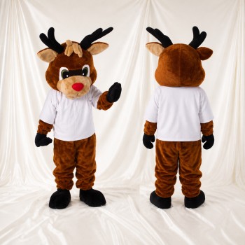 Construction Reindeer Mascot Costume Full Body for Adults School Events