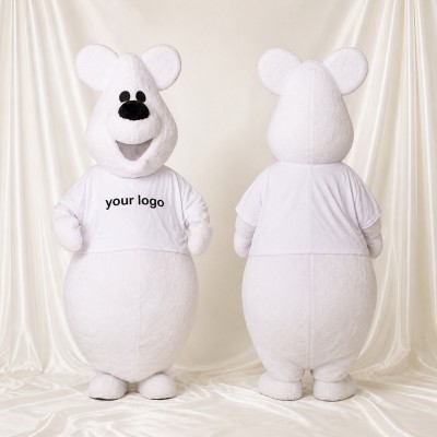 Construction Polar Bear Mascot Costume Full Body for Adults School Events