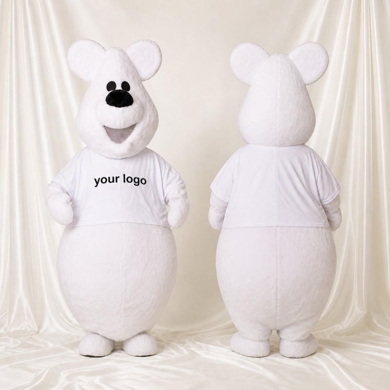Construction Polar Bear Mascot Costume Full Body for Adults School Events