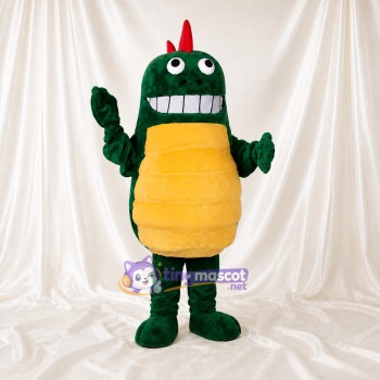 Green and Yellow Dinosaur Mascot Costume Full Body for Adults School Events
