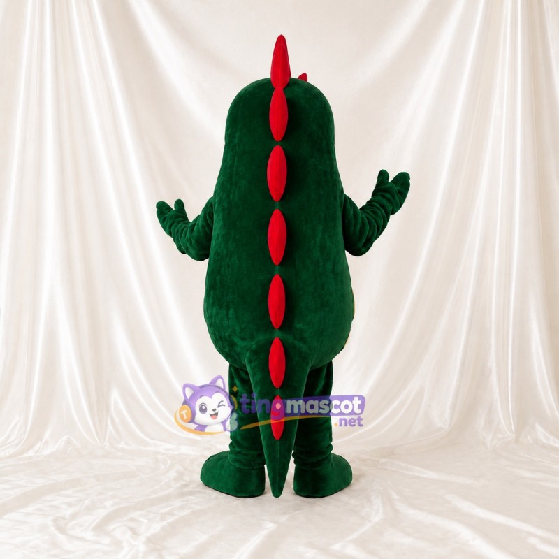 Green and Yellow Dinosaur Mascot Costume Full Body for Adults School Events