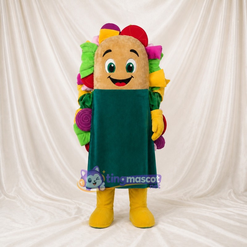 Tan Taco Mascot Costume Full Body for Adults Food Events