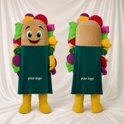 Tan Taco Mascot Costume Full Body for Adults Food Events