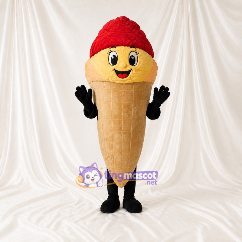 Tan Ice Cream Cone Mascot Costume Full Body for Adults Food Events