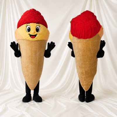 Tan Ice Cream Cone Mascot Costume Full Body for Adults Food Events