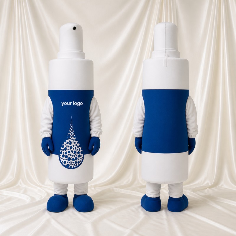 Front Bold Spray Bottle Mascot Costume Full Body for Adults Promotions