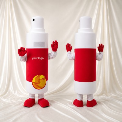White Front Bold Spray Bottle Mascot Costume Full Body for Adults Promotions