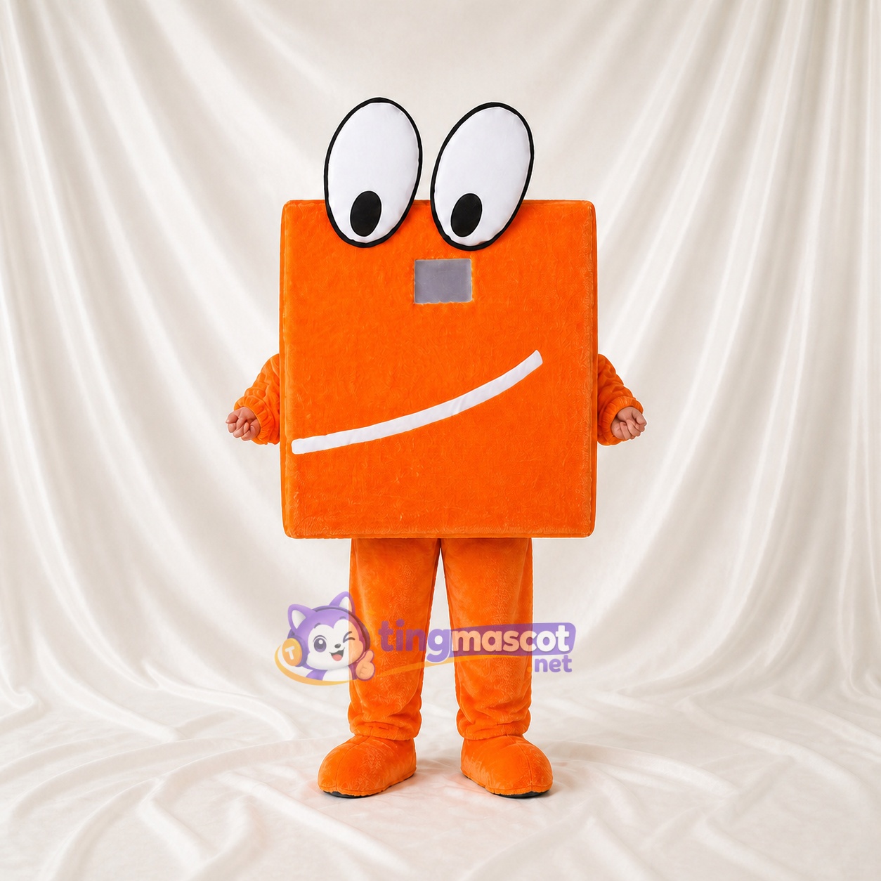 Bloc carré orange Costume de mascotte intégral pour adultes Promotions Bloc carré orange Costume de mascotte intégral pour adultes Promotions