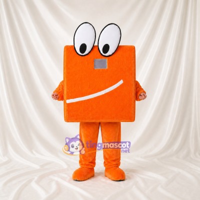 Orange Square Block Mascot Costume Full Body for Adults Promotions