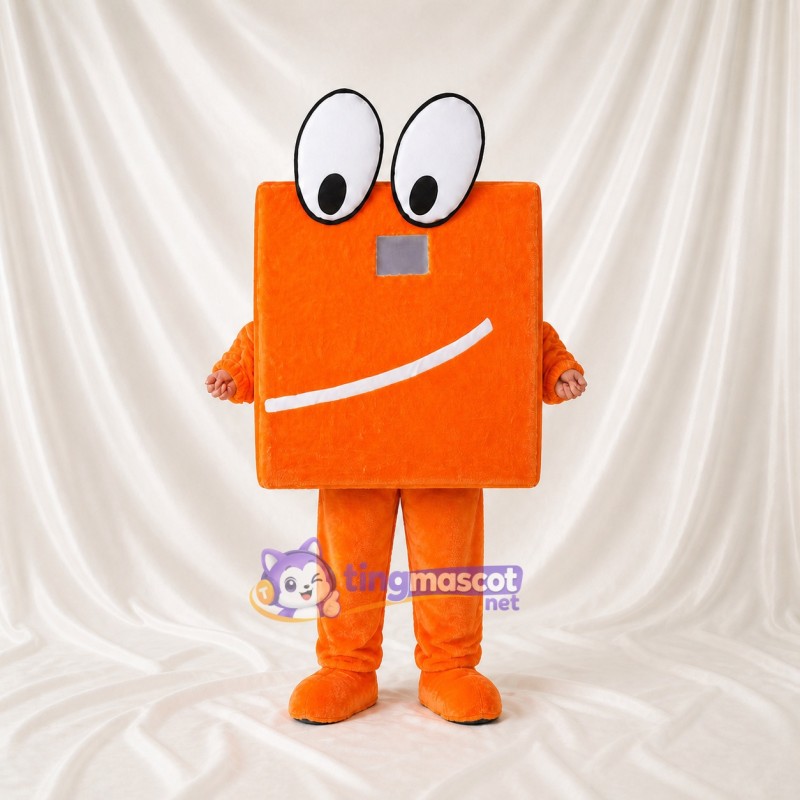 Orange Square Block Mascot Costume Full Body for Adults Promotions